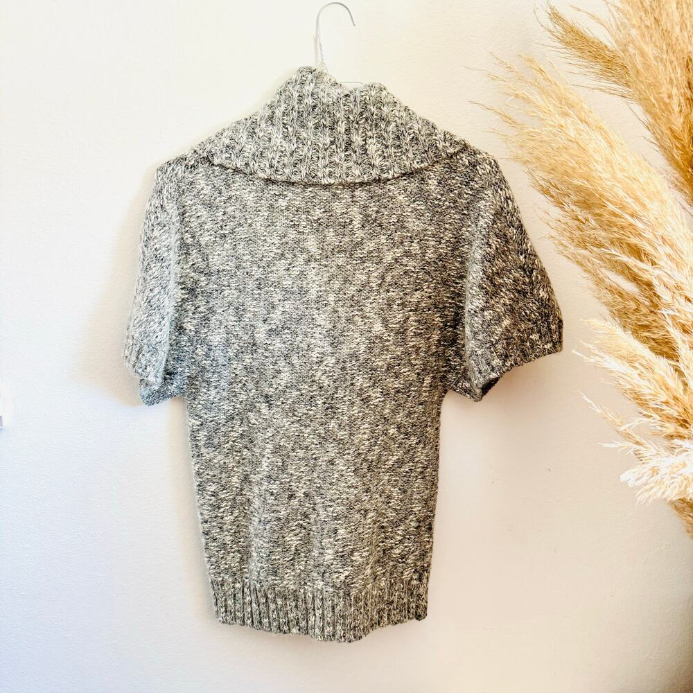 NEW NORDSTROM KENSI $118 Cowl Neck Grey White Chunky Knit Short Sleeve Sweater S - Picture 8 of 15